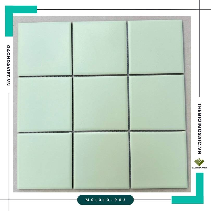 Gạch mosaic 10x10 màu xanh lá nhạt mờ MS1010-903