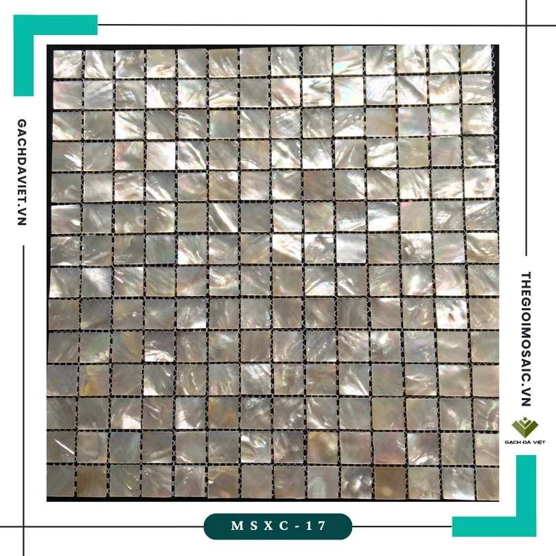 Gạch mosaic ốc xà cừ chip vuông sác trắng MSXC-17