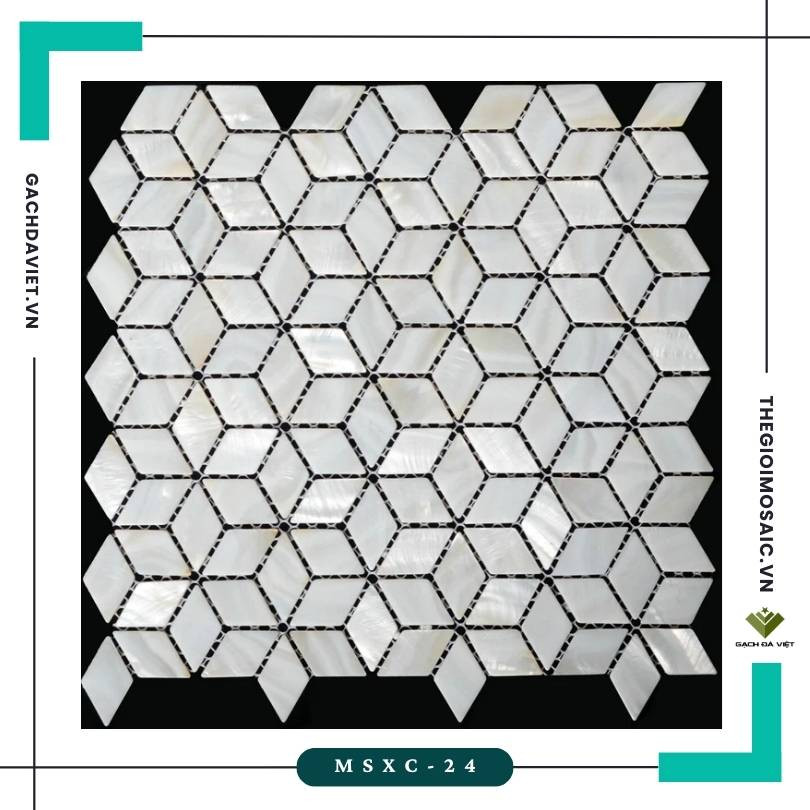 Gạch mosaic ốc xà cừ hình kim cương mã MSXC-24