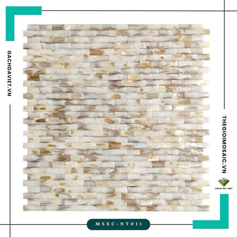 Gạch mosaic ốc xà cừ móng tay ánh vàng MSXC-NT011