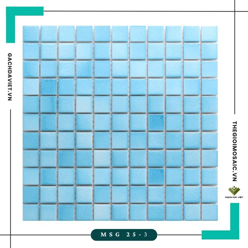 Gạch mosaic gốm sóng biển màu xanh dương KT 25x25 MSG 25-3