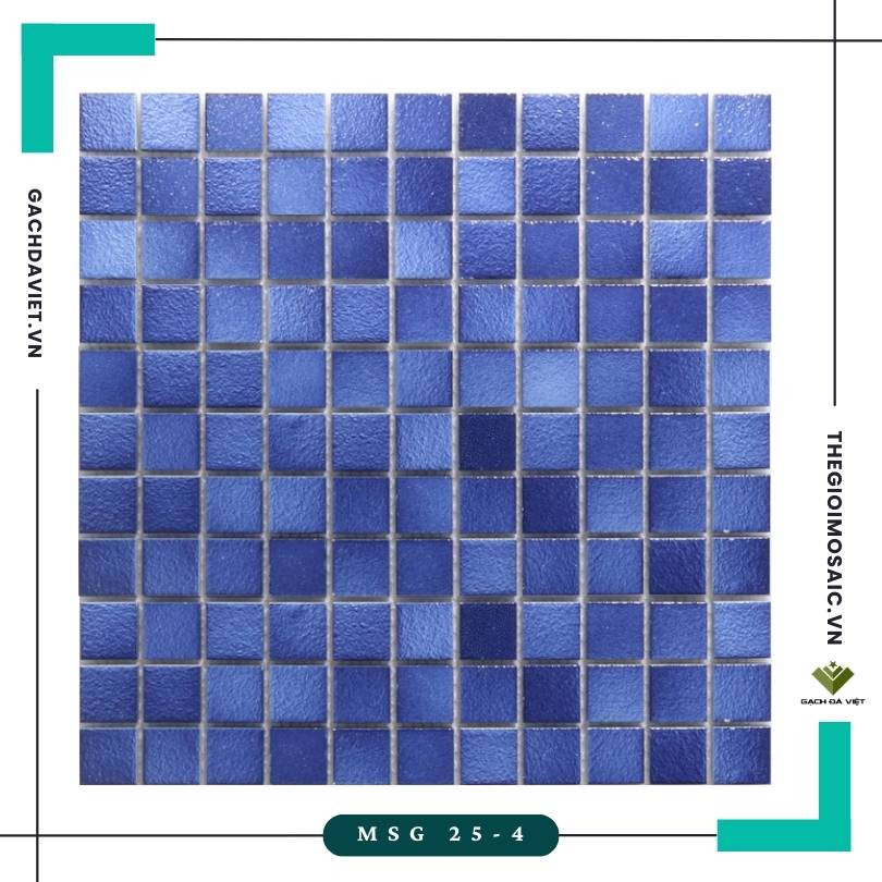 Gạch mosaic gốm sóng biển màu xanh dương đậm KT 25x25 MSG 25-4