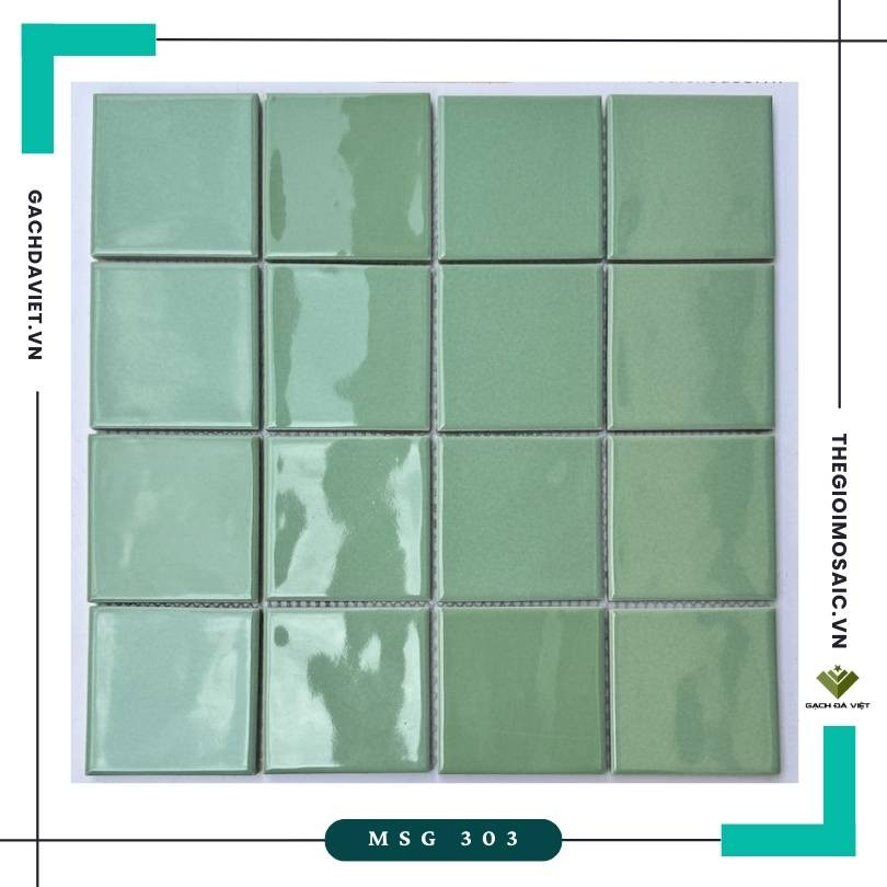 Gạch mosaic 10x10 màu xanh bóng MSG 303