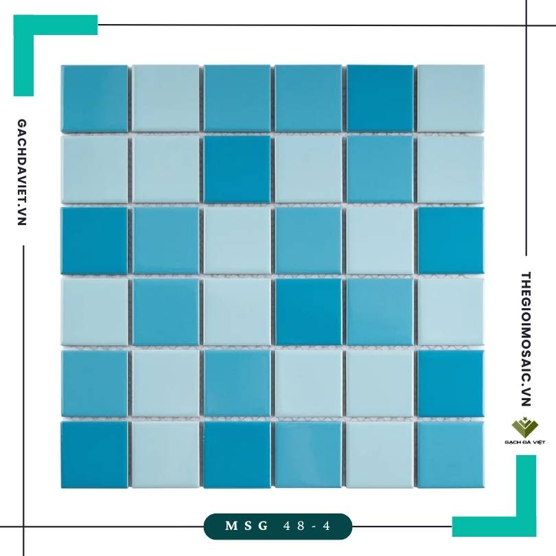 Gạch mosaic gốm trơn mix xanh KT 48x48 MSG 48-04