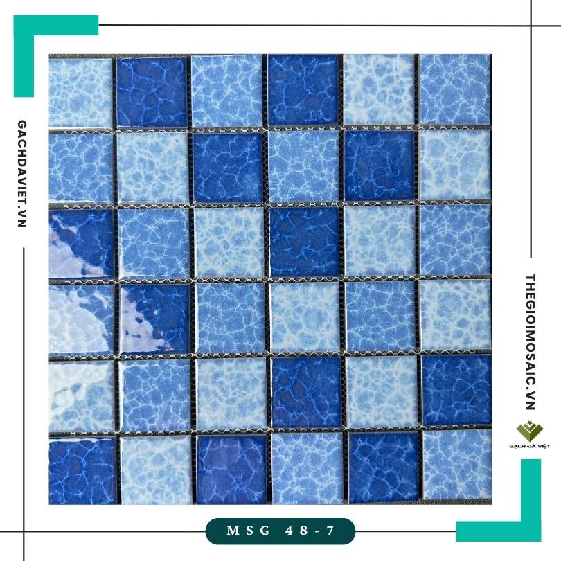 Gạch mosaic gốm trơn hoa văn mix màu KT 48x48 MSG 48-07