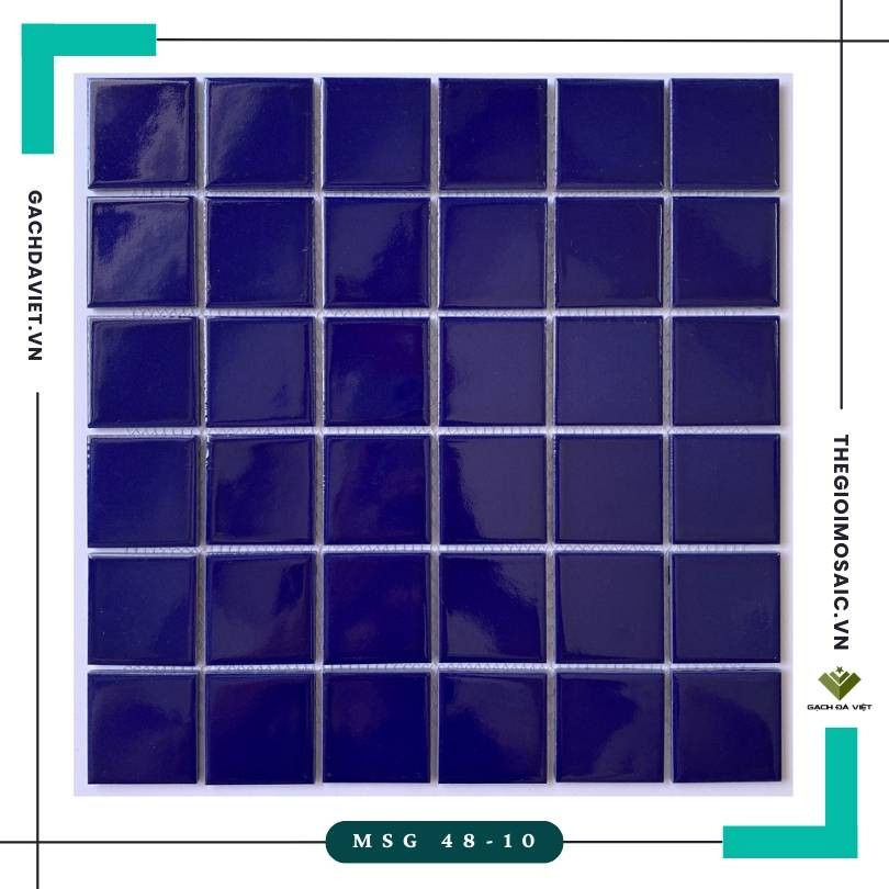 Gạch mosaic gốm trơn màu xanh dương đậm KT 48x48 MSG 48-10