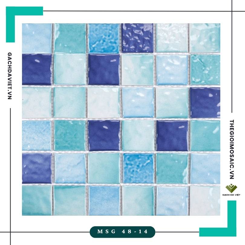 Gạch mosaic gốm sóng biển mix màu KT 48x48 MSG 48-14