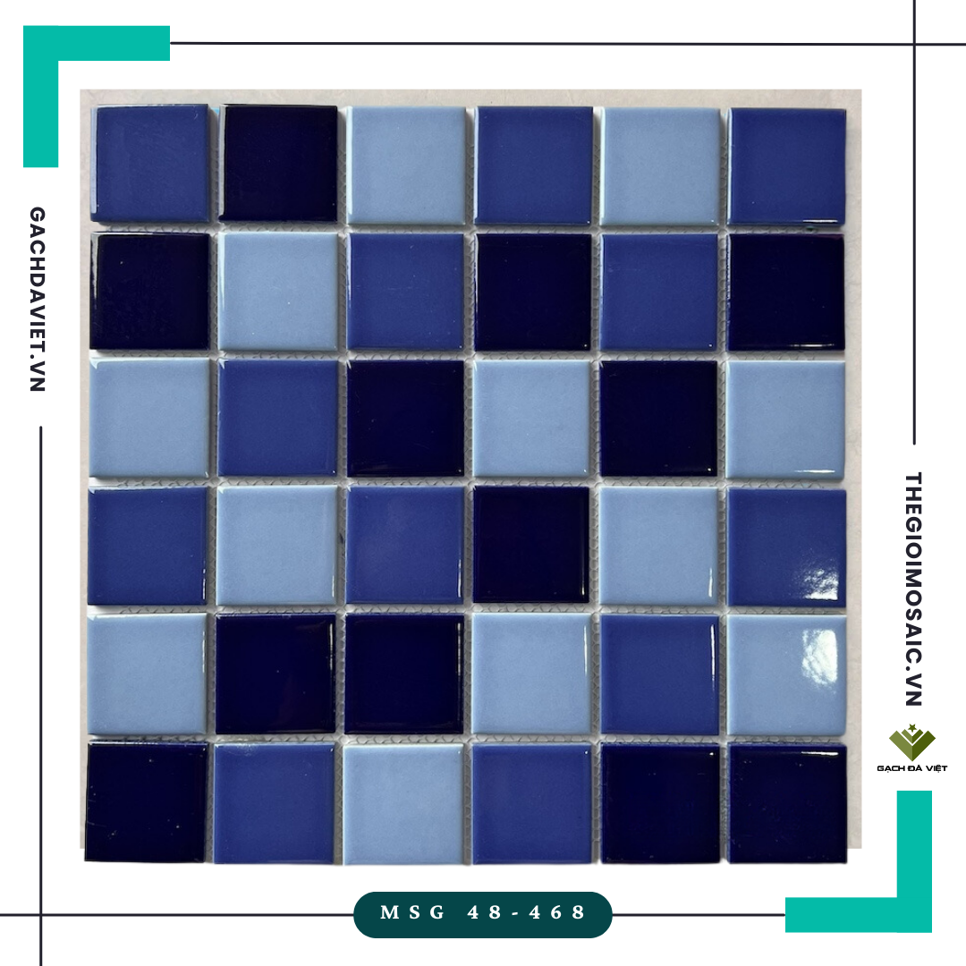 Gạch mosaic gốm trơn màu xanh mix KT 48x48 MSG 48-648