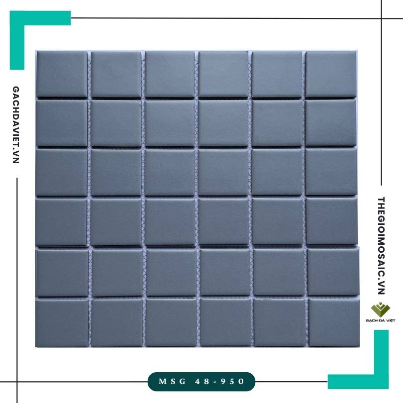 Gạch mosaic gốm trơn màu xám KT 48x48 MSG 48-950