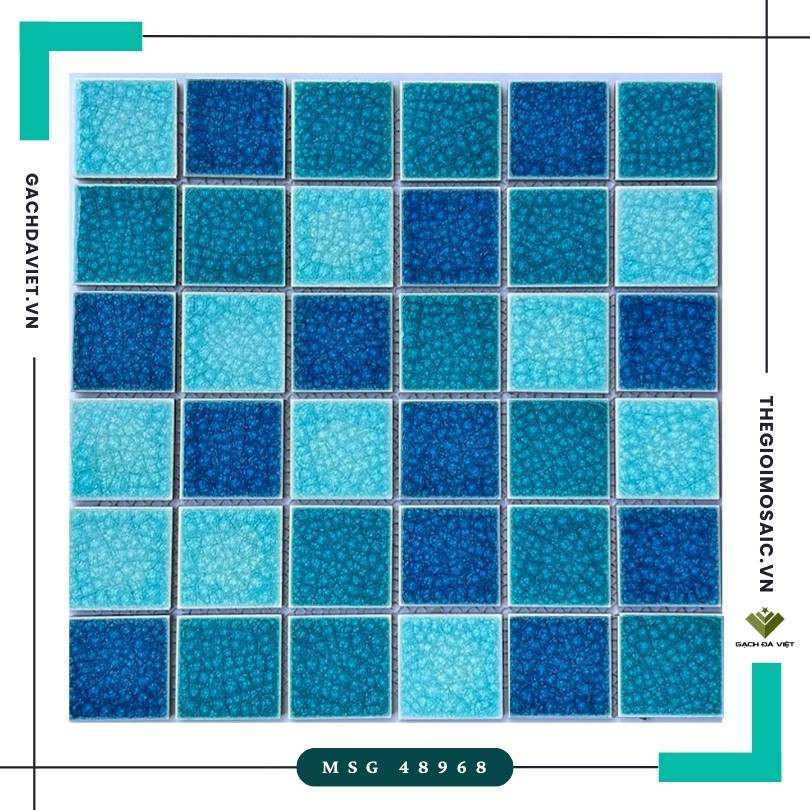 Gạch mosaic gốm men rạn mix xanh KT 48x48 MSG-48968