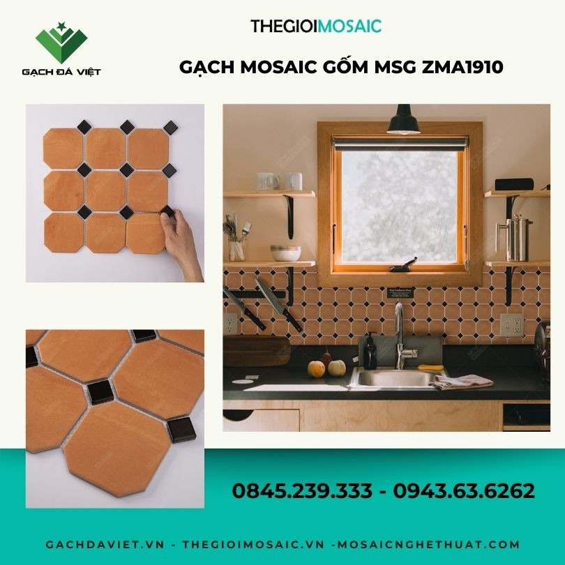 Gạch mosaic gốm hình bát giác MSG ZMA1910 - Thế Giới Mosaic