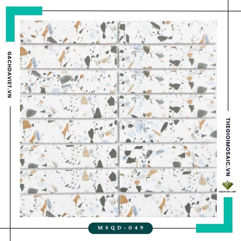 Gạch mosaic que đũa màu đốm chấm KT 32,5x145mm MSQD-049