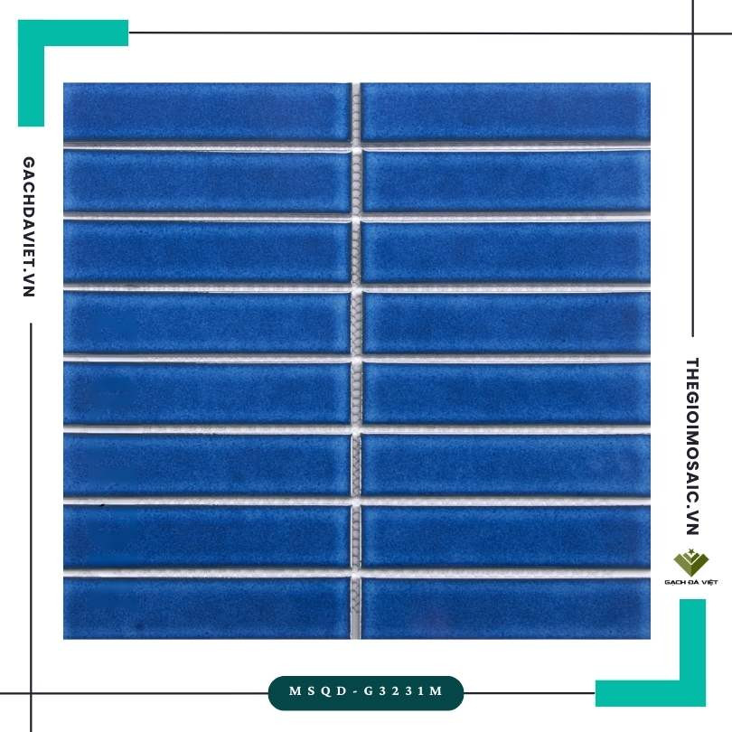 Gạch mosaic que đũa màu xanh KT 32,5x145mm MSQD-G3231M