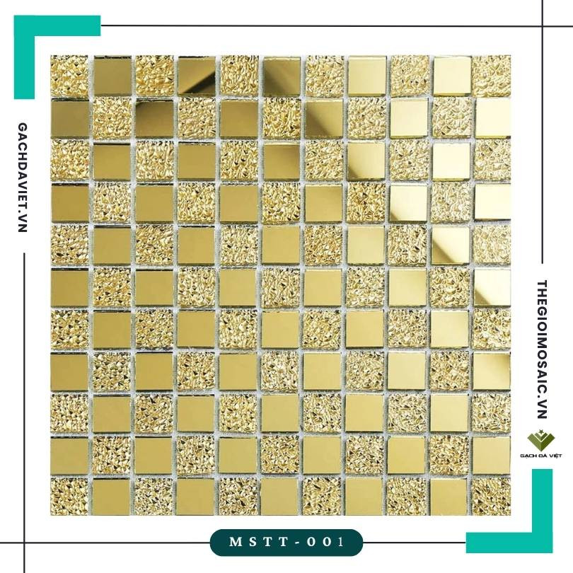 Gạch mosaic thủy tinh tĩnh điện màu vàng MSTT-001