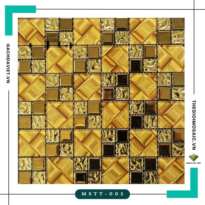 Gạch mosaic thủy tinh tĩnh điện màu vàng MSTT-005