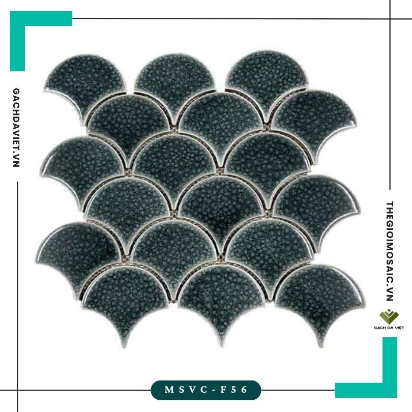 Gạch mosaic vảy cá men rạn 2 lớp màu đen MSVC-F56