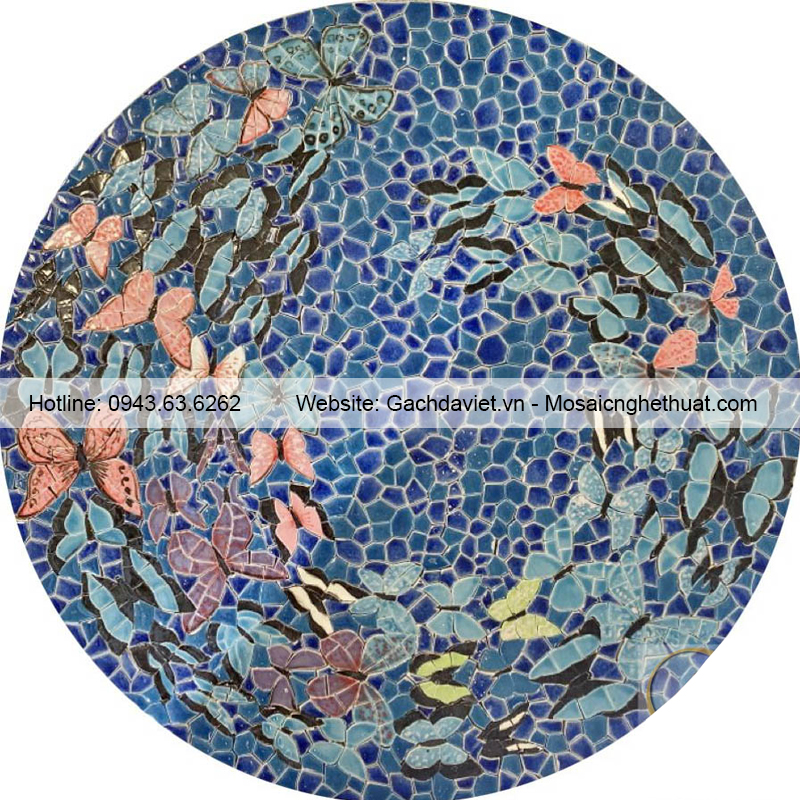 Bộ bàn ghế mosaic gốm hình hồ điệp VBGM1002