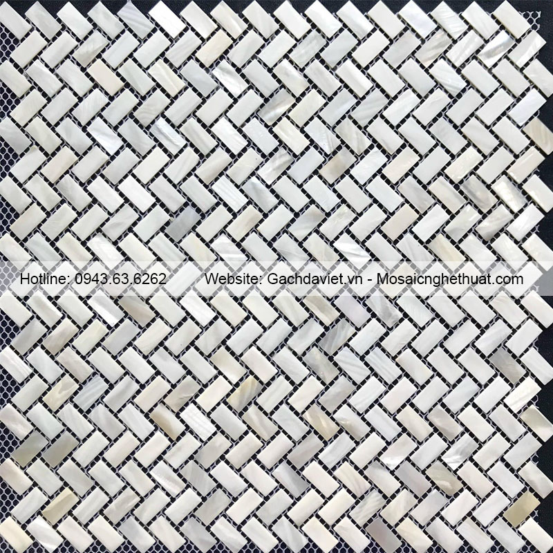 Gạch mosaic xà cừ xương cá VMSXC023