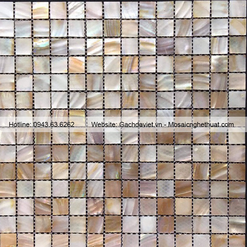 Gạch mosaic xà cừ màu vàng nâu VMSXCV05