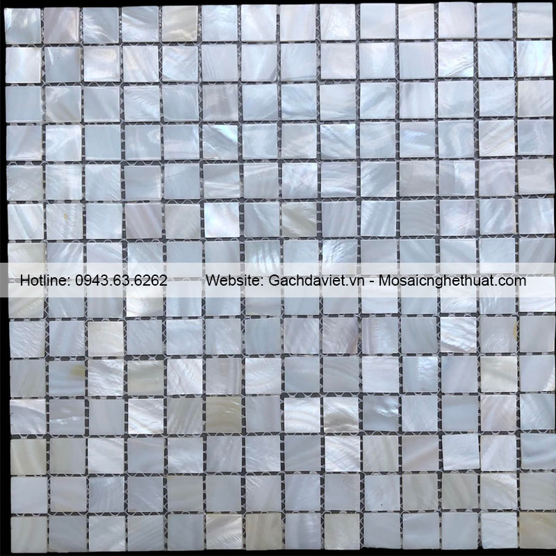 Gạch mosaic xà cừ màu trắng VMSXC02