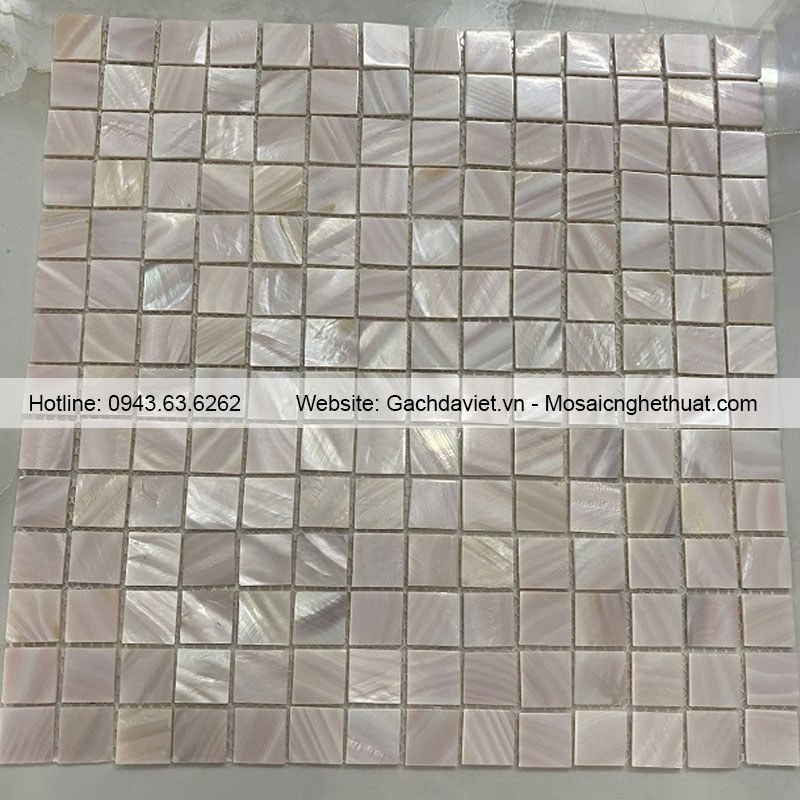 Gạch mosaic xà cừ màu hồng phấn VMSXCV-005