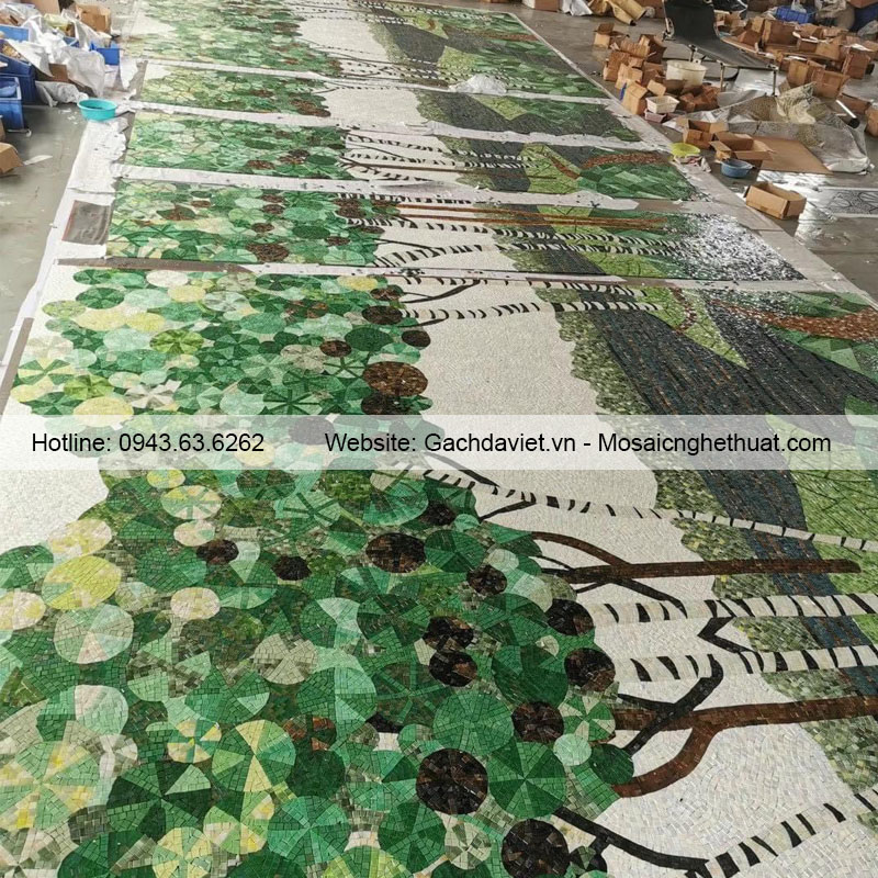 Tranh mosaic phong cảnh rừng cây VTMSC-2034