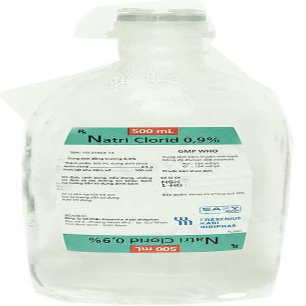 Muối Truyền 0,9% Kabi 500Ml _Bình Định (Thùng/20 Chai/500Ml)