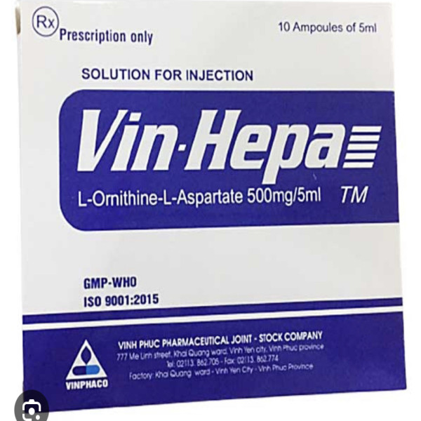 Vin- Hepa (L-0Rnithine 500Mg/5Ml) Tiêm Bổ Gan (H/10 Ống)
