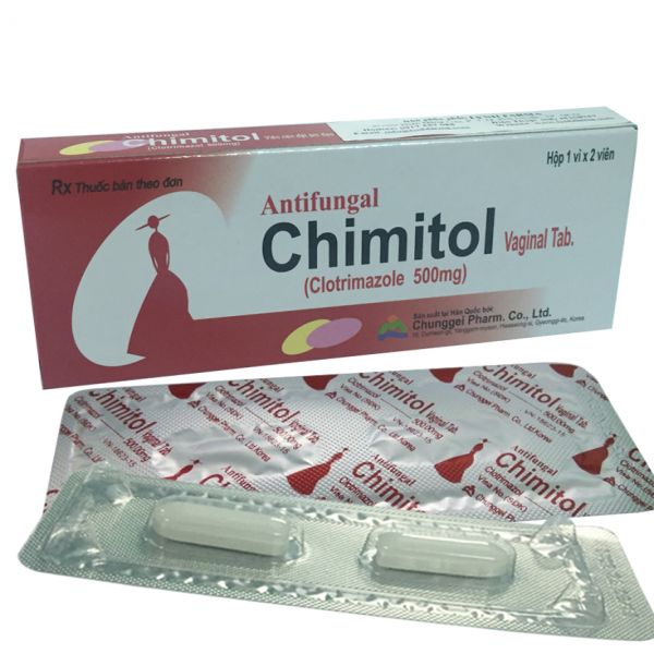 Chimitol (Clotrimazole 500Mg) Viên Đặt Pk _Hàn Quốc (H2 Viên Nén)