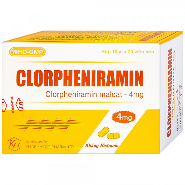 Clorpheniramin 4Mg Vỉ _ Khánh Hòa (H200V) - Vàng