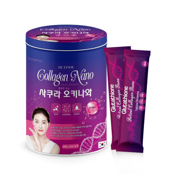 Collagen Nano Chữ Hàn _Hũ Giấy, Tím (Lọ20 Gói X 25Ml)