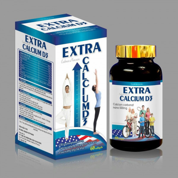 Extra Calcium D3 Mũi Tên Xanh Rẻ (Lọ60V) K64H
