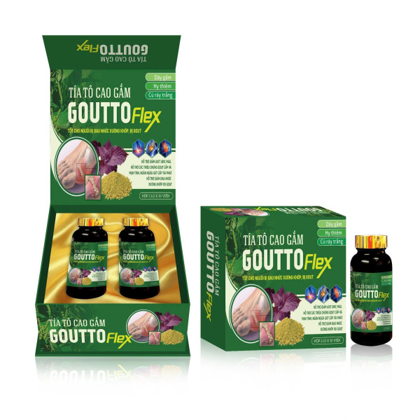 Gouto Flex Tía Tô Cao Gắm Trị Gút _Gỗ Xanh (H/2 Lọ X 30V) K46- D8.26