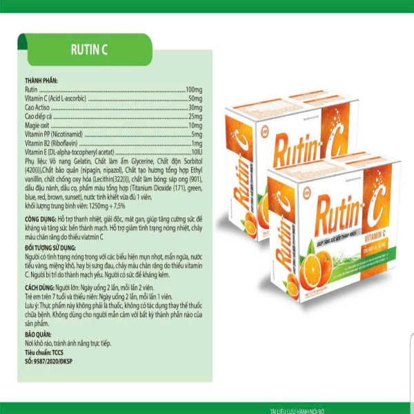 Rutin C (Cao Diếp Cá -Actiso) Hộp 3 Vỉ *10 Viên Hải Linh