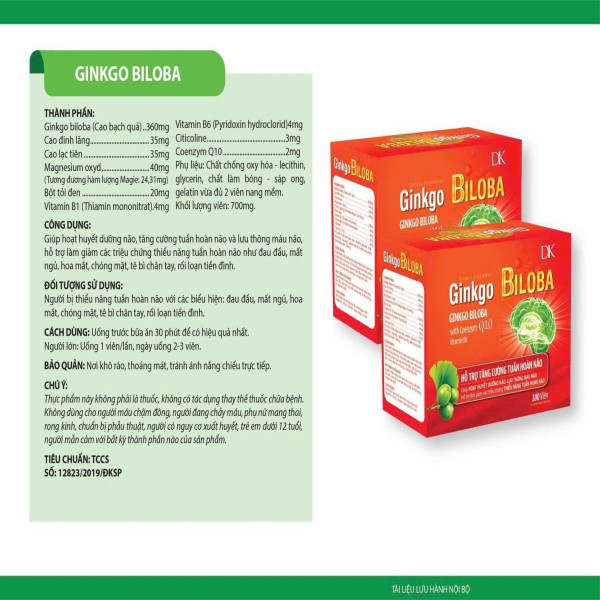 Ginko Biloba Đỏ Hải Linh Hộp 100 Viên
