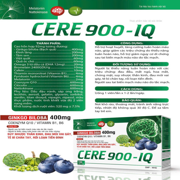 Cere 900 Iq Xanh Lá (Hộp 100 Viên) Date 8/2028 (79H/ Kiện)