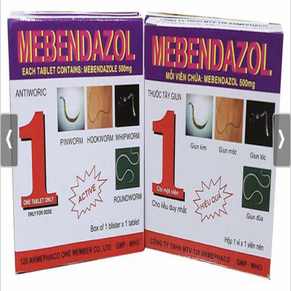 Mebendazol 500Mg _ Dp 120 (bán 10H1V) tẩy giun