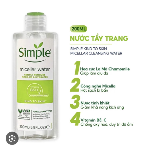 Nước Tẩy Trang Simple Dành Cho Da Nhạy Cảm (L200Ml)