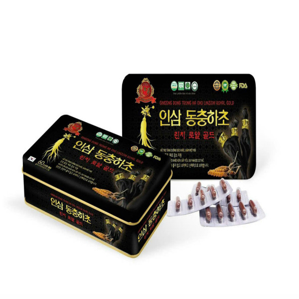 Sâm Viên Đông Trùng Hạ Thảo _Hộp Sắt Đen, Hdv (H60 Viên) K60