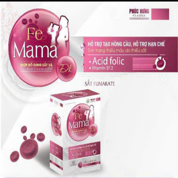 Bổ Máu Sắt Fe Mama _Gỗ, Phúc Hưng (Lọ30 Viên)