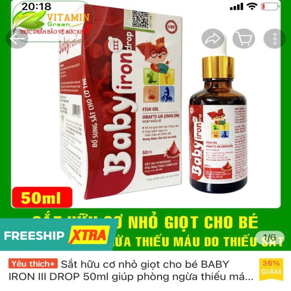 Sắt nhỏ Giọt Baby Iron (Lọ50Ml)