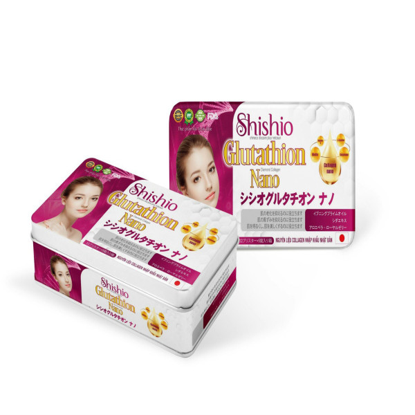 Shishio Glutathion Nano Collagen Nhật _Hộp Sắt (H60V) K60H Viên Uống Đẹp Da