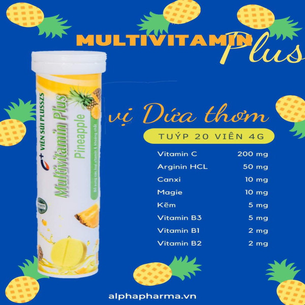 Sủi Alpha Dứa Multivitamin Plus (Cọc10T20V)