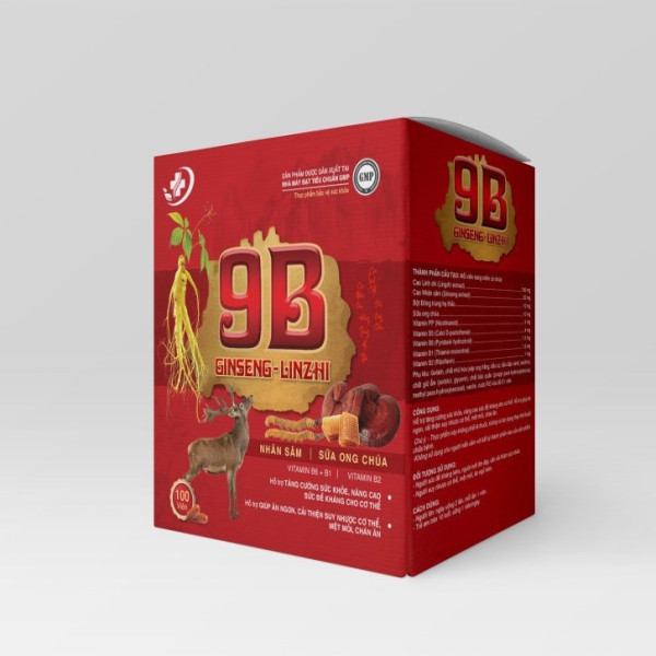 Vitamin 9B Ginseng Linhzhi Đỏ _Hà Nội (Hộp10 Vỉ X 10 Viên) K60