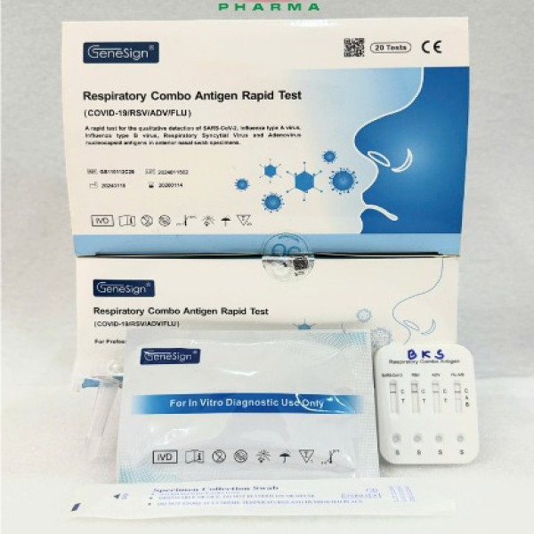 Test Cúm 5 Trong 1 Covid-19/Rsv/Adv/Flu Ab _Genesign (H/20Que)