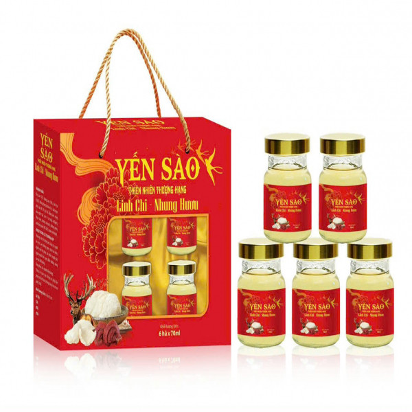 Yến Sào Thiên Nhiên Thượng Hạng Linh Chi Nhung Hươu (H6 Hũ70Ml)