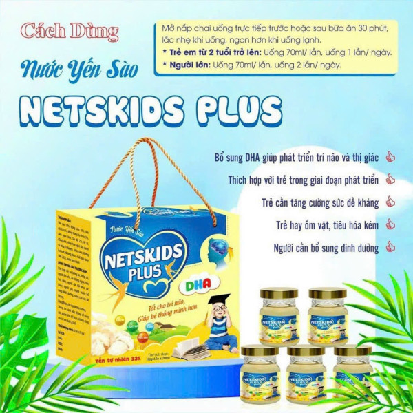 yến sào Nestkids Plus Dha _ Vàng (H6 Hũ70Ml)