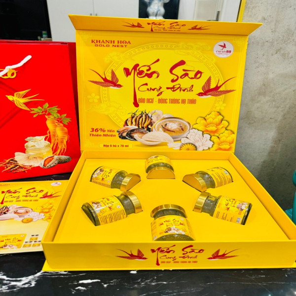 Yến Sào Cung Đình Bào Ngư Đông Trùng Hạ Thảo _Vàng, Khánh Hòa (36%) (H/6 Hũ)