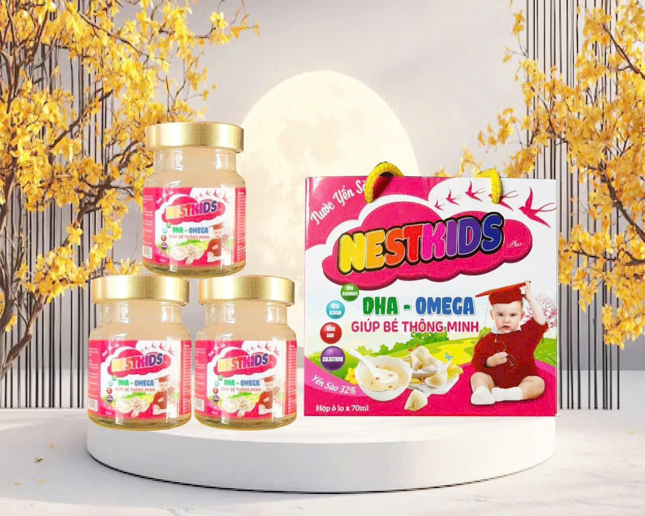 yến sào Nestkids DHA- OMEGA _ đỏ (H6 Hũ70Ml)
