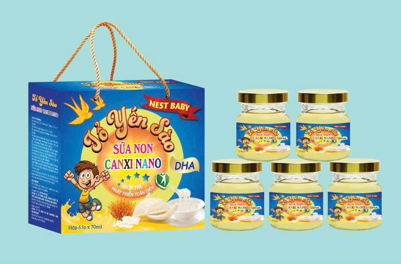 Yến Trẻ Em Tổ Yến Sào sữa non Canxi Nano _Xanh (H/6 Lọ X 70Ml) Win